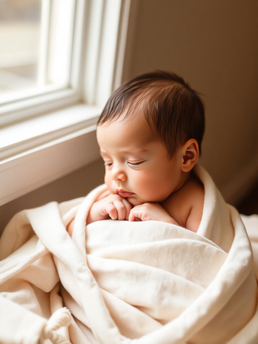 Newborn wrapped in linen