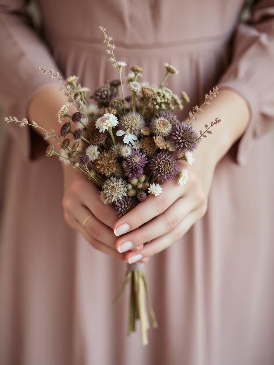 Hands holding wildflowers